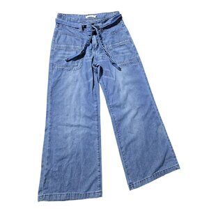 Misslook Womens Blue Wide-Leg Denim Pants With Front & Back Pockets Size S